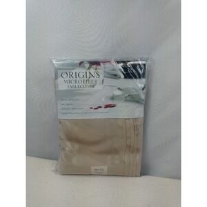 Origins Microfiber Tablecloth Beige Stainproof Wipe Clean Soft NEW Dining 60x84